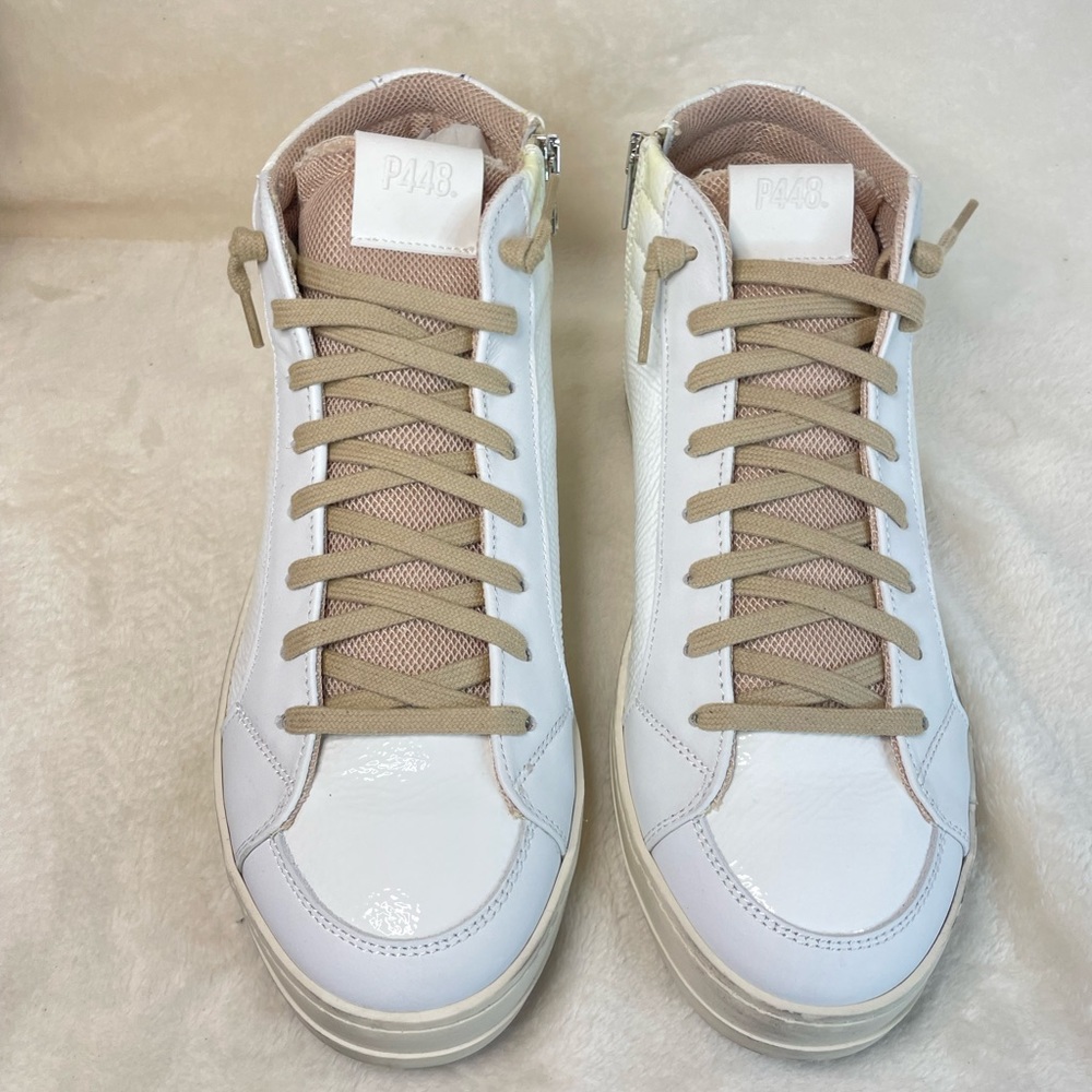 P448 Skate Mid Top Medusa Sneakers Distressed Side Zippers EU 41 (10.5-11) E 543 - Picture 6 of 14